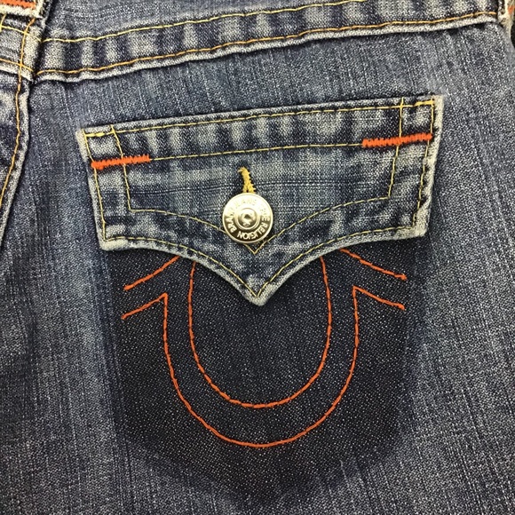 True Religion Bermuda Jean Shorts Joey Blue Cutoff - Picture 4 of 7